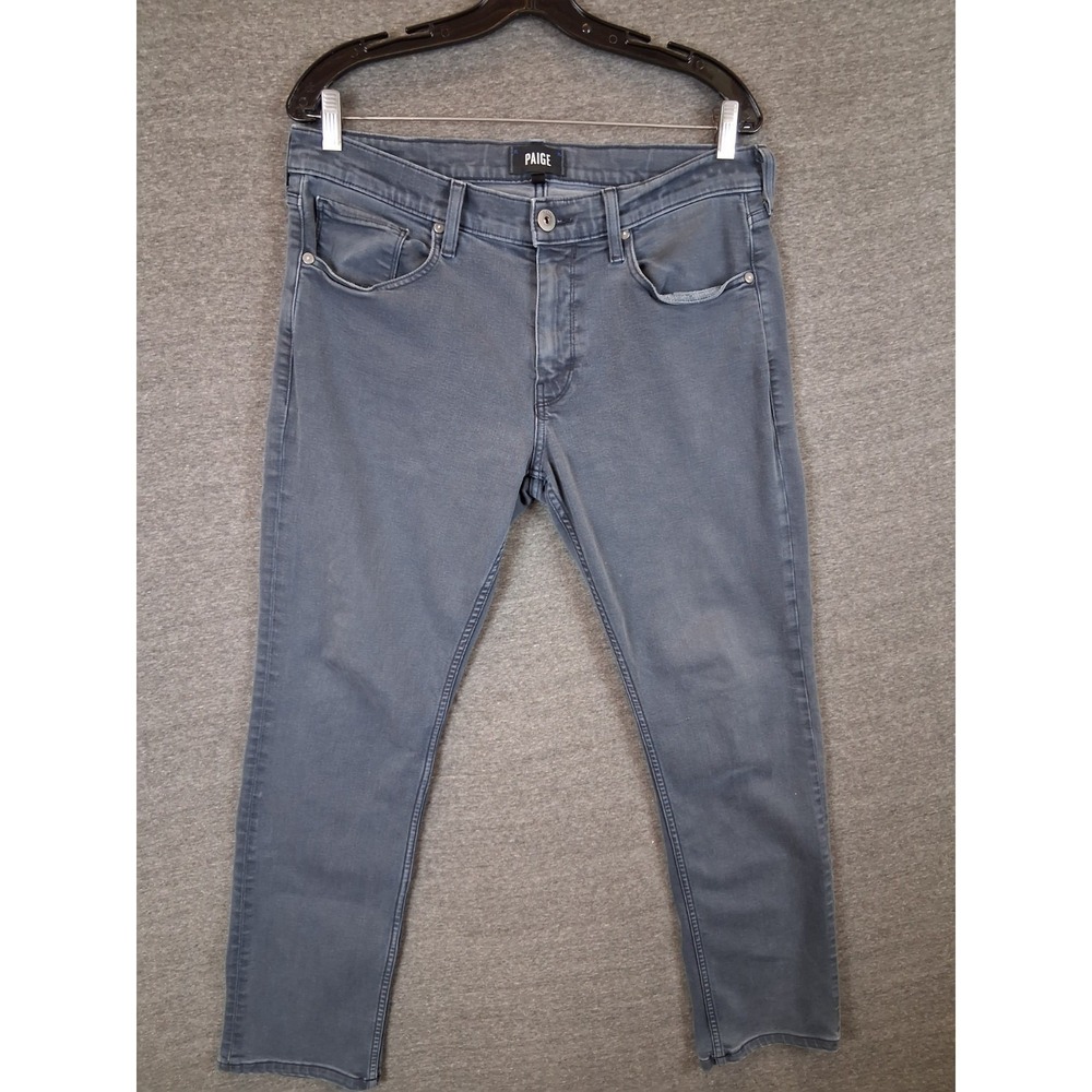 Paige Mens Jeans 33 Blue Gray Federal Straight Stretch‎ Classic Casual USA Made